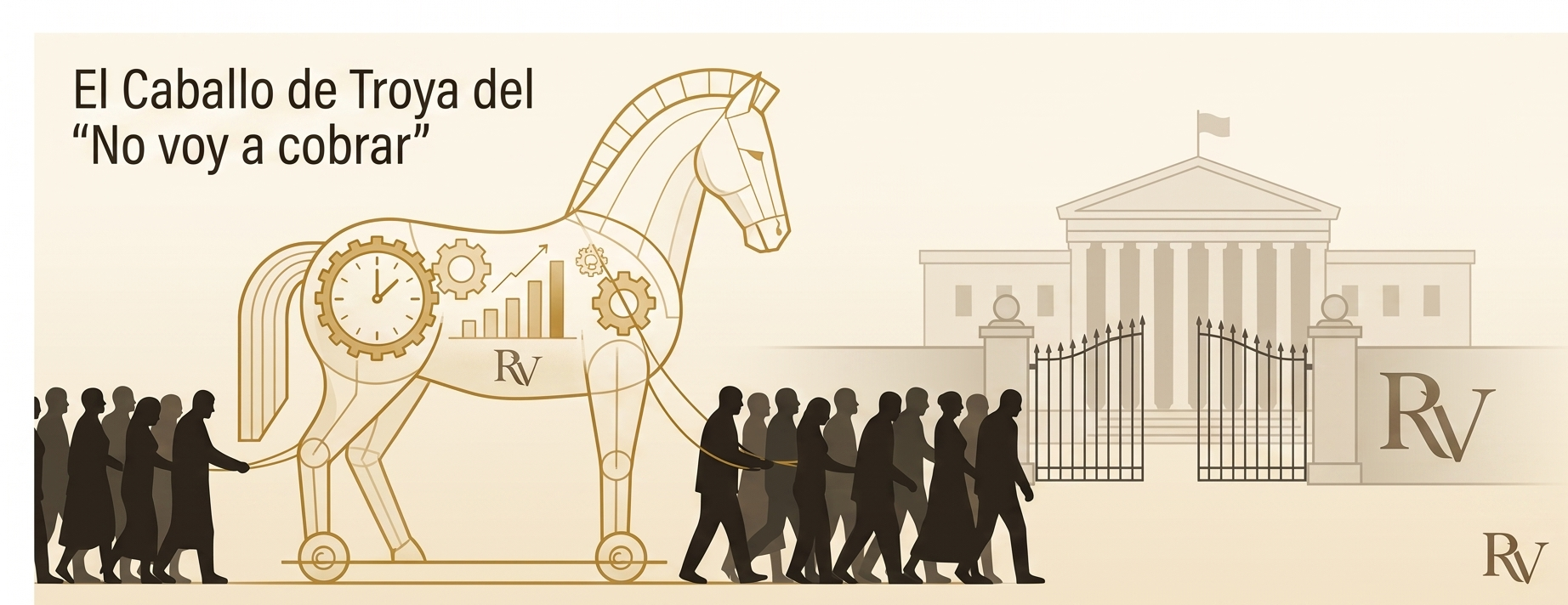 Ilustración simbólica sobre la falsa gratuidad y el caballo de Troya en el marketing político