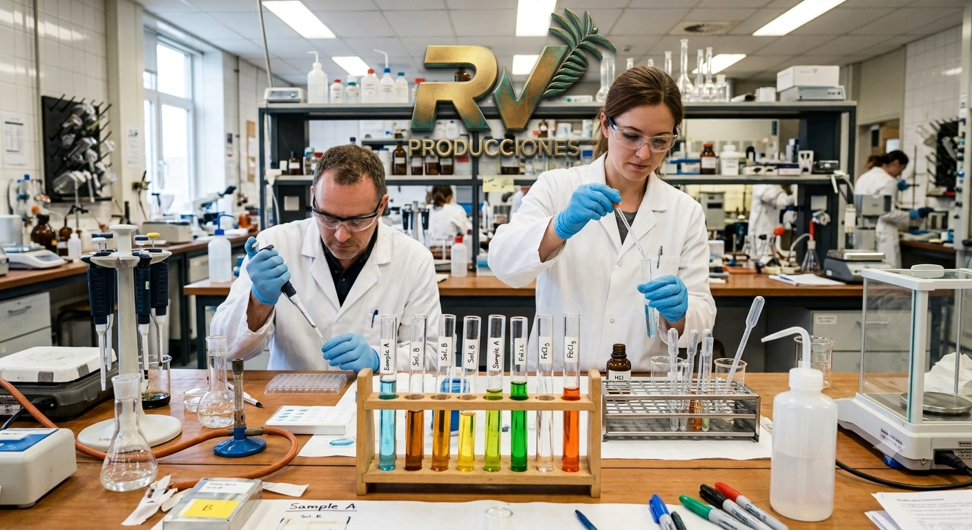 Tubos de ensayo en un laboratorio como representación de investigación científica